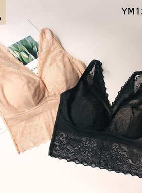 优幕文胸女美背性感蕾丝聚拢防走光中长无钢圈内衣抹胸背心12285