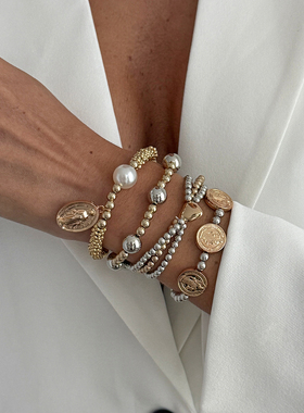 4件套桃心CCB手链套装 欧美2026春季嘻哈潮流时尚网红百搭手饰品