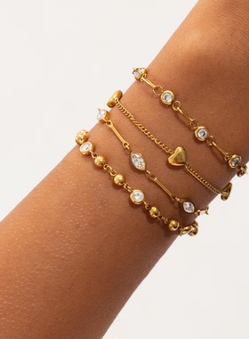 不锈钢马眼镶钻手链女 2026秋新潮时尚百搭网红日常搭配服装首饰