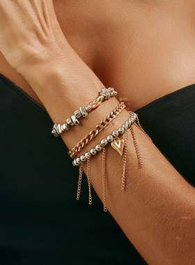 3件套异形CCB流苏磨链手链套装 夸张嘻哈时尚网红写真摄影配饰品