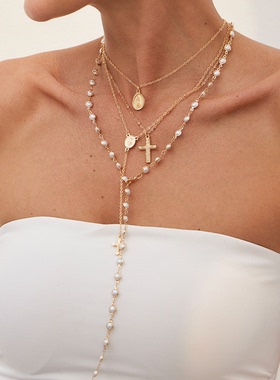 4件套多层叠戴项链女 2026春潮嘻哈时尚性感网红搭配服装颈链潮人