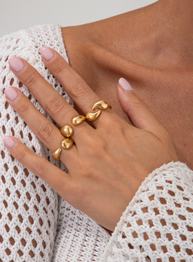 3件套异形水滴戒指套装 2025夏季时尚个性小众设计网红旅拍配饰品