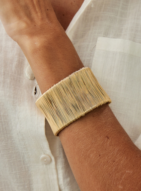 金属宽版铁线缠绕手镯女欧美新潮时尚个性小众设计网红旅拍配饰品