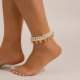 时尚 流苏仿珍珠CCB编织脚链女 欧美冬季 海边沙滩度假搭配脚裸饰品