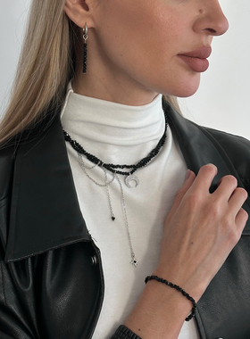 流苏星月三角水晶手链耳钉项链女 欧美复古轻奢时尚个性小众饰品