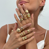 14件套不规则开口戒指套装 百搭网红气质指环潮 欧美冬季 嘻哈时尚