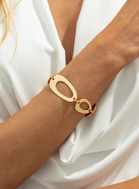 不规则O形拼接手链女 欧美2026夏季新款时尚设计凹凸造型饰品潮人