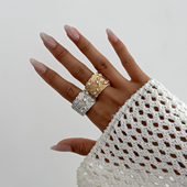 个性 2025欧美轻奢时尚 小众设计感指环潮 镶钻戒指女 开口金属宽版