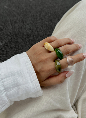 不规则晕染树脂戒指女 2025冬季新潮时尚个性网红ins风旅拍指环酷