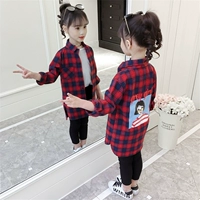 Áo sơ mi nữ kẻ sọc dài phần xuân hè 2019 mới áo sơ mi dài tay cotton cotton rộng bé trai ngoại ngoại - Áo sơ mi áo bé gái