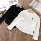 长袖 t恤女童超好看韩系上衣2025新款 高级感黑白色中大童春秋卫衣