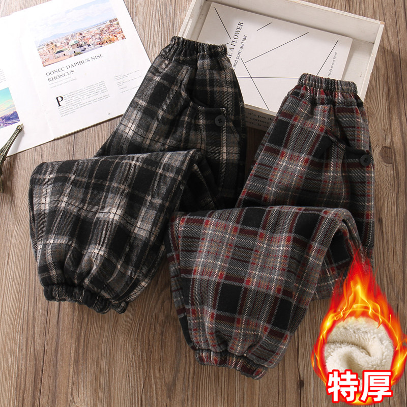 女童加绒加厚裤子一条过冬超厚女孩冬季格子宽松儿童羊羔绒休闲裤,童装/婴儿装/亲子装,裤子,淘宝优惠券,粉丝福利购,淘宝优惠卷