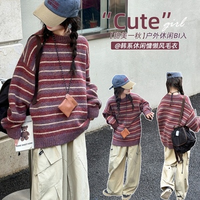 女童针织衫加厚保暖冬慵懒风毛衣