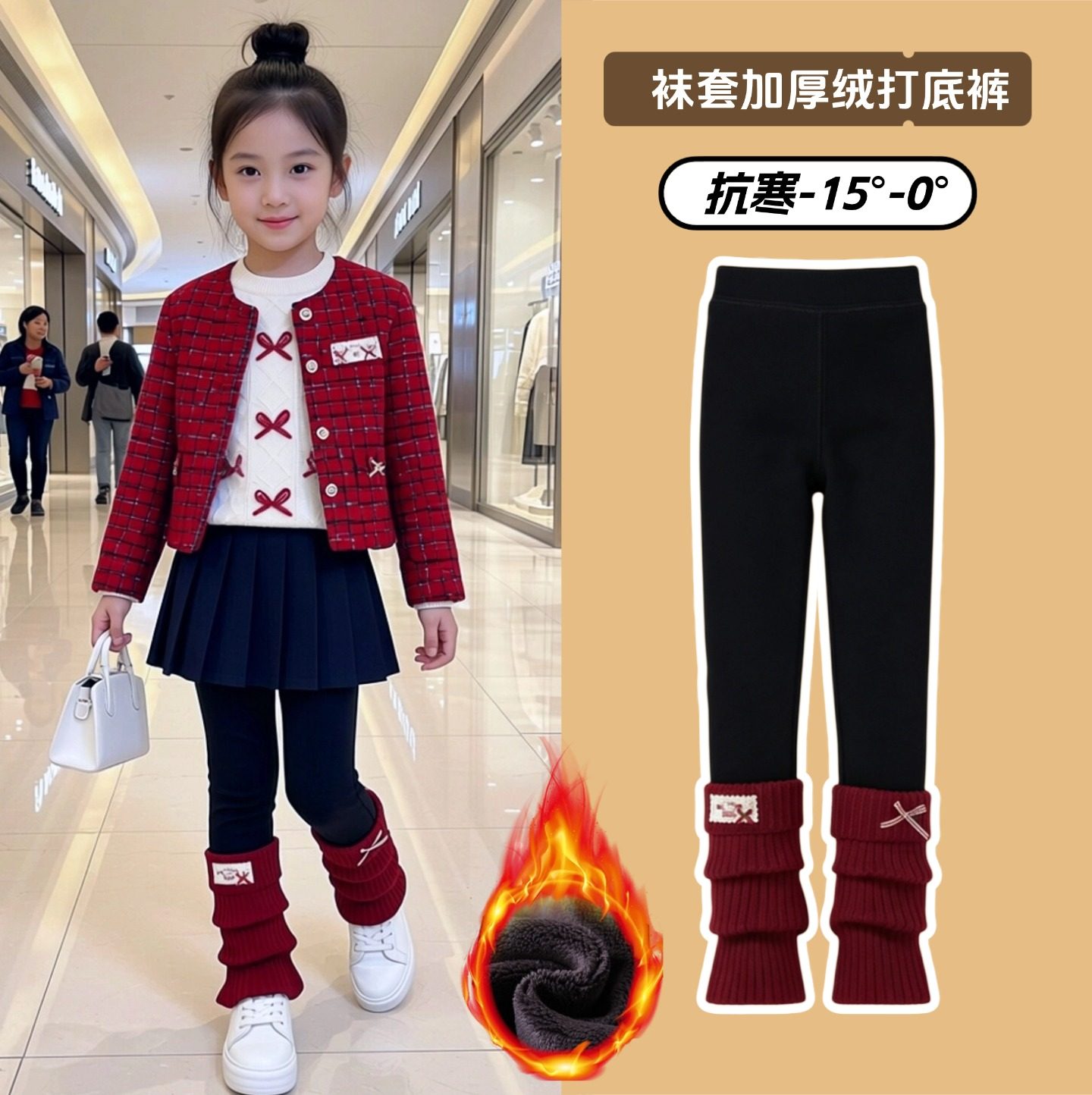 女童加厚绒裤子冬季儿童超好看一体绒新年小女孩堆堆袜打底裤外穿,童装/婴儿装/亲子装,裤子,淘宝优惠券,粉丝福利购,淘宝优惠卷