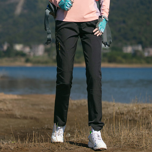户外速干裤弹力透气防水冲锋裤女春秋夏运动休闲直筒长裤徒步长裤
