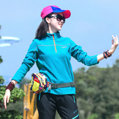 加厚摇粒绒抓绒衣女防风保暖抓绒T恤户外运动速干加绒立领打底