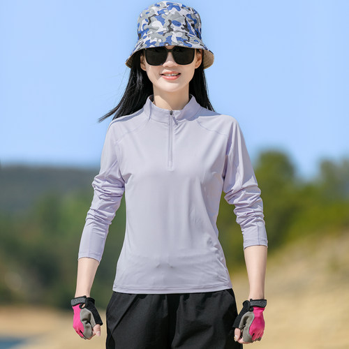 户外速干T恤长袖女士2026新款春夏季徒步登山跑步弹力冰丝快干衣