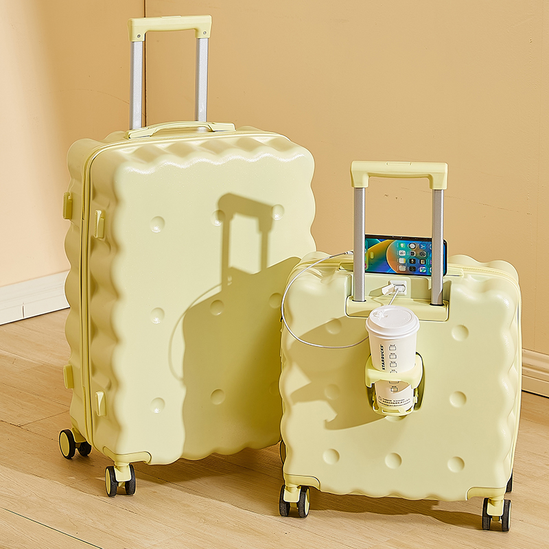 可爱女生行李箱小型带杯架可充电