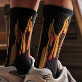 街头潮牌个性 小众潮流中筒袜男嘻哈滑板街舞潮袜春夏季 火焰长袜