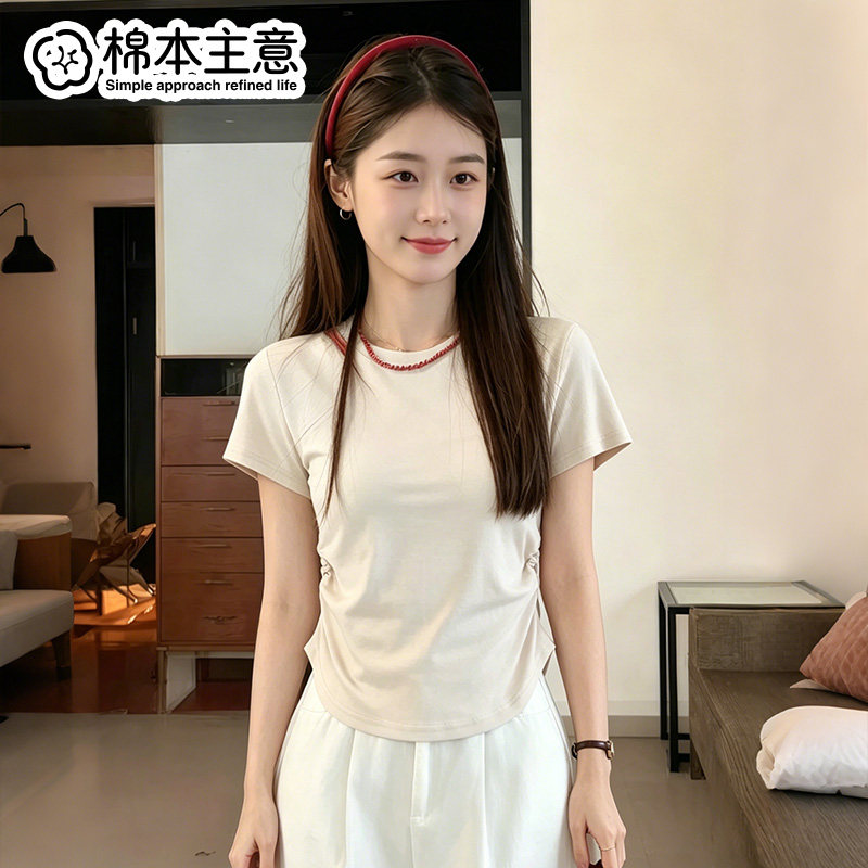 修身显瘦正肩短袖t恤女夏季半袖