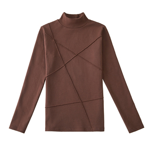 RM23826#纯棉黑色半高领加厚打底衫女秋冬内搭2023新款保暖长袖t恤女