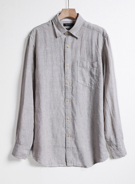 100%亚麻男士衬衫长袖上衣商务百搭时尚休闲亲肤舒适潮