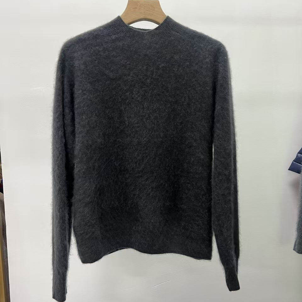 新款拉毛羊绒衫多色开衫 套头纯色 花纱厚款保暖长袖针织羊绒衫