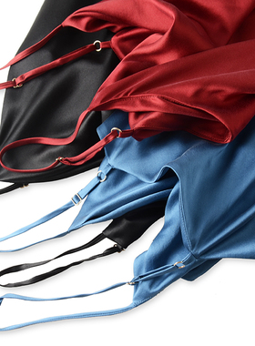 天依顺品质桑蚕丝高ji感珍珠光泽可调节细肩带素绉缎真丝吊带女夏