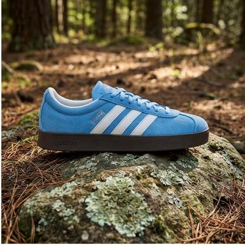 Adidas阿迪达斯VL Court 2.0蓝色系带休闲鞋男女防滑板鞋JS4594