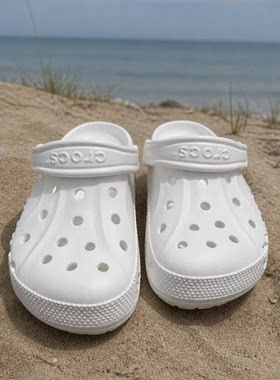 Crocs洞洞鞋男夏季包头凉鞋一脚蹬防水沙滩鞋白色休闲鞋10126-100
