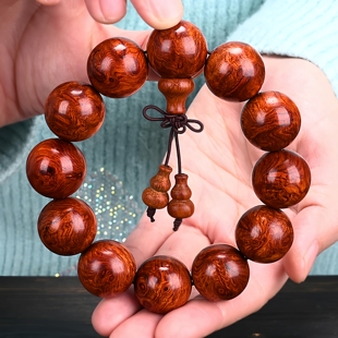 缅甸黄花梨手串瘤疤草花梨樱子20佛珠媲美海南黄花梨手链情侣念珠