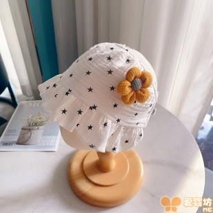 婴儿夏季遮脑门心帽子初生女宝宝护囟门帽薄款新生儿可爱空顶胎帽