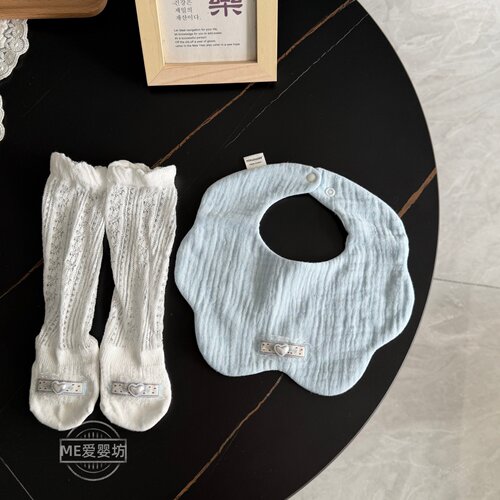 新生儿纯棉防吐奶网眼袜两件套