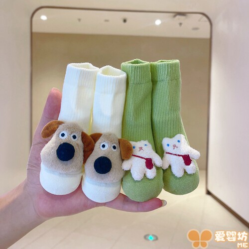 新款ins宝宝短袜春秋季新生婴儿立体纯棉卡通中筒袜0-6-12月