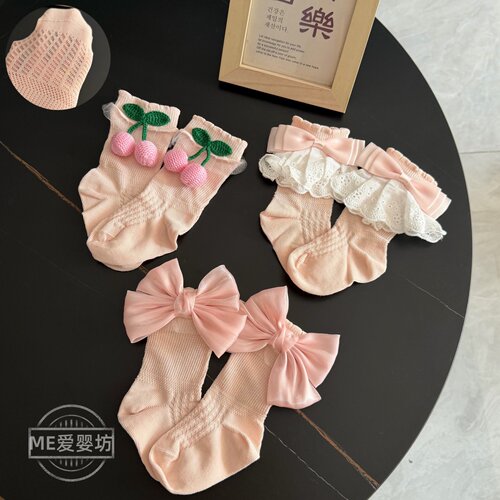 女宝宝夏季无骨网眼中筒蕾丝袜