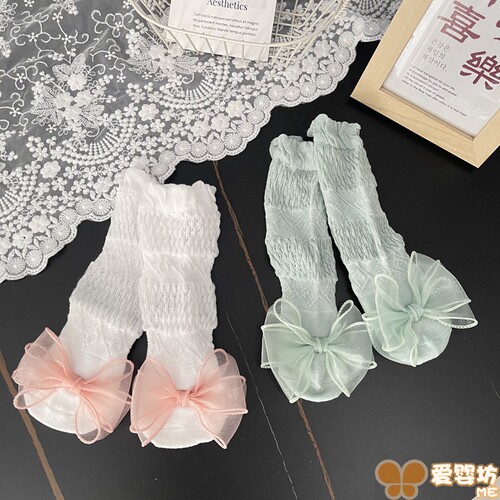 春夏季透气蝴蝶结长筒袜