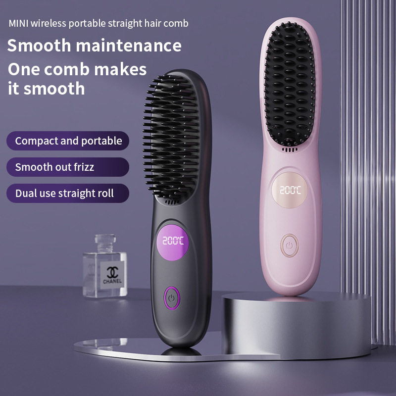 LCD Screen Cordless Hair Straightener Curler Portable Mini - 封面