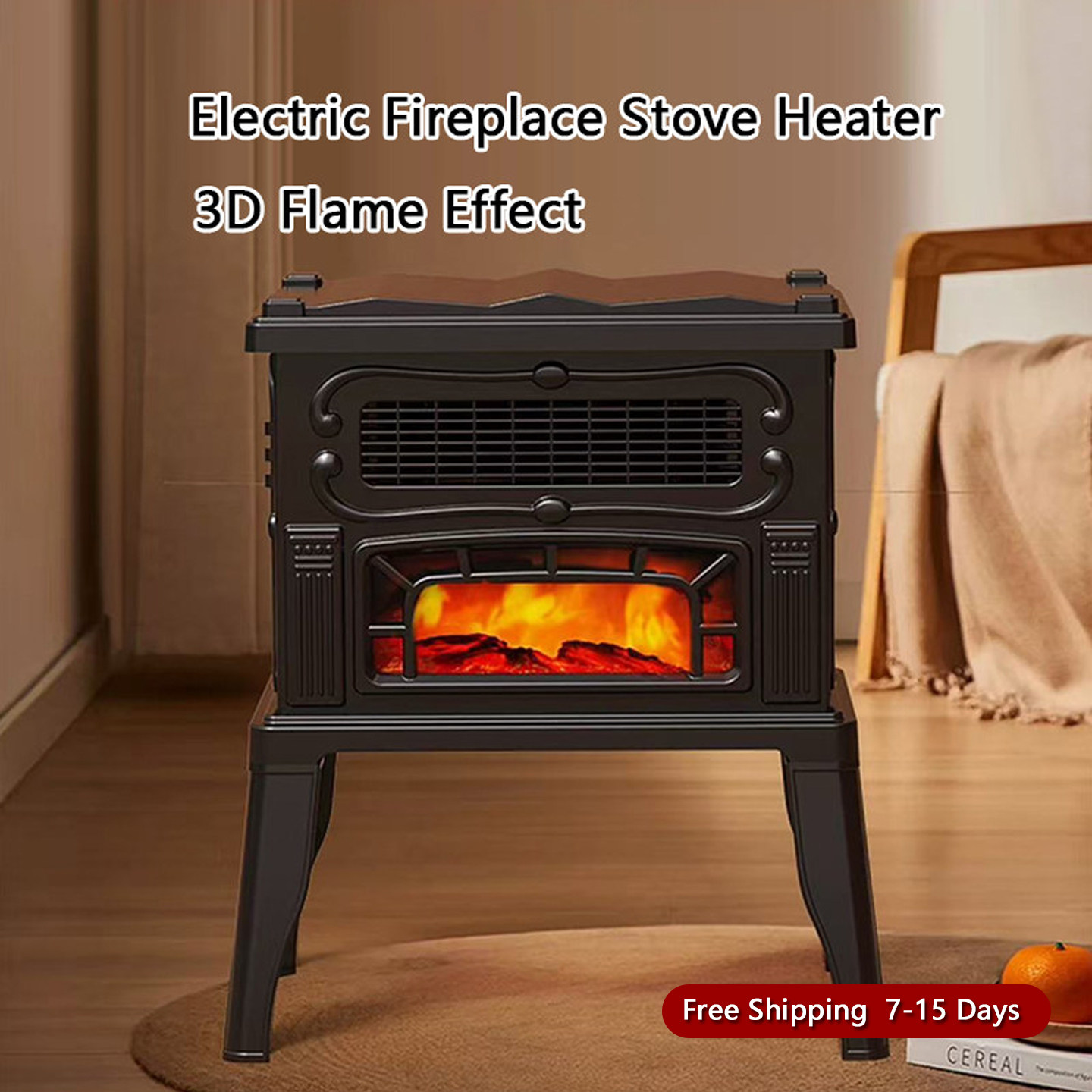 Electric Fireplace Stove Heater with 3D Flame Effect ,Indoor - 实物图