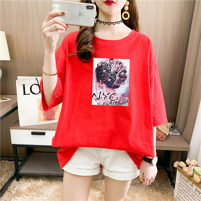 Real shooting 26 pieces of pure cotton medium length loose oversize summer clothes 9 colors Korean Short Sleeve T-shirt for women