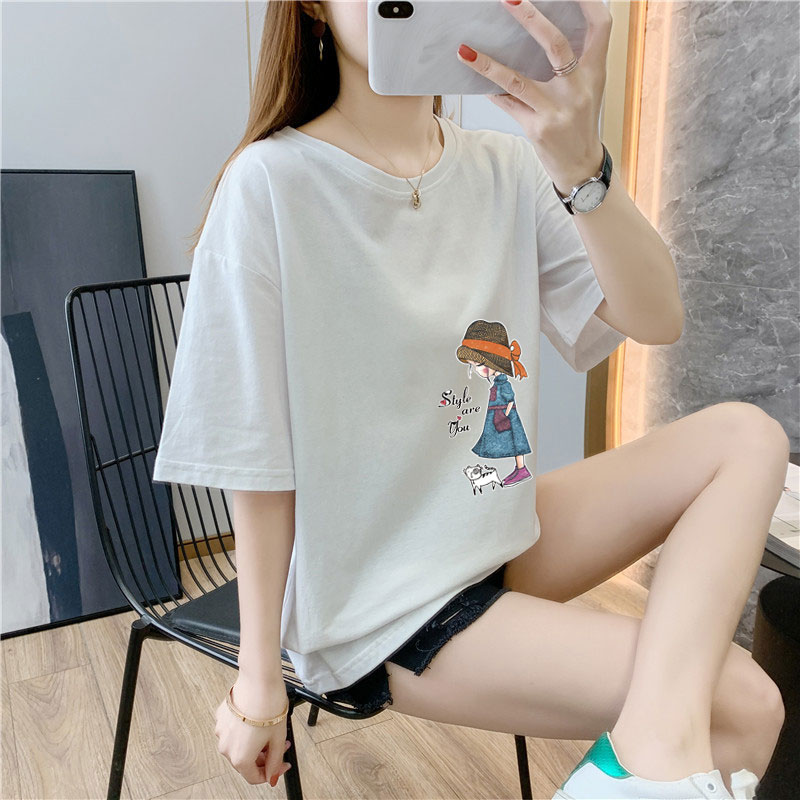 White cotton short sleeve t-shirt female 9 colors new summer T-shirt net red ins super fire top