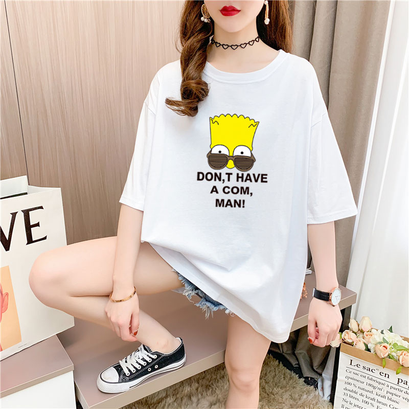 Real shooting 26 pieces of pure cotton medium length loose oversize summer clothes 9 colors Korean Short Sleeve T-shirt for women