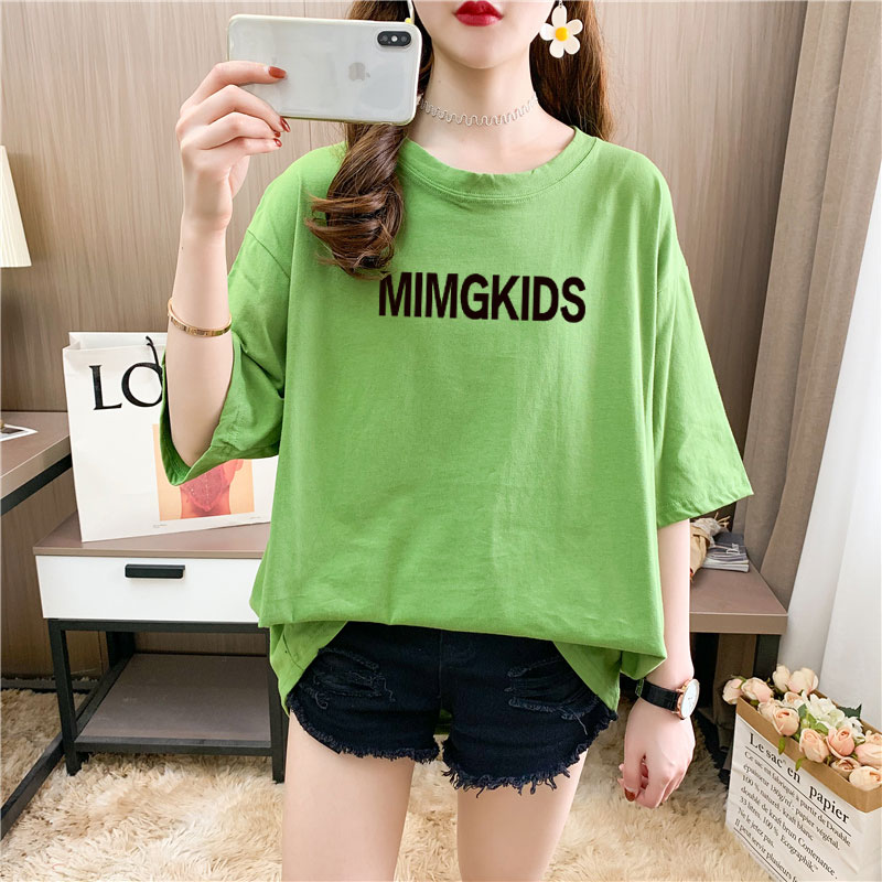 Real shooting 26 pieces of pure cotton medium length loose oversize summer clothes 9 colors Korean Short Sleeve T-shirt for women