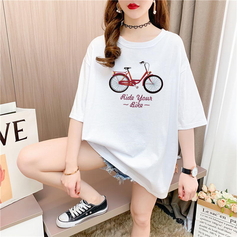 Real shooting 26 pieces of pure cotton medium length loose oversize summer clothes 9 colors Korean Short Sleeve T-shirt for women