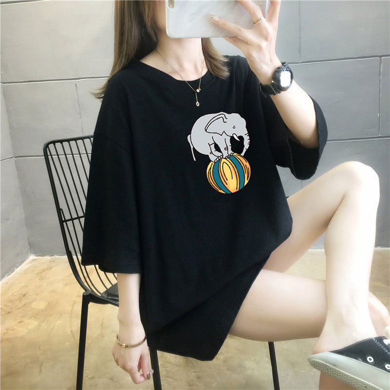 5 colors summer fat mm200kg plus size medium length 26pcs cotton Korean Short Sleeve T-Shirt