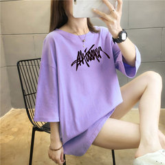 5個顏色夏季胖MM200斤加大碼中長款純棉韓版短袖t恤女