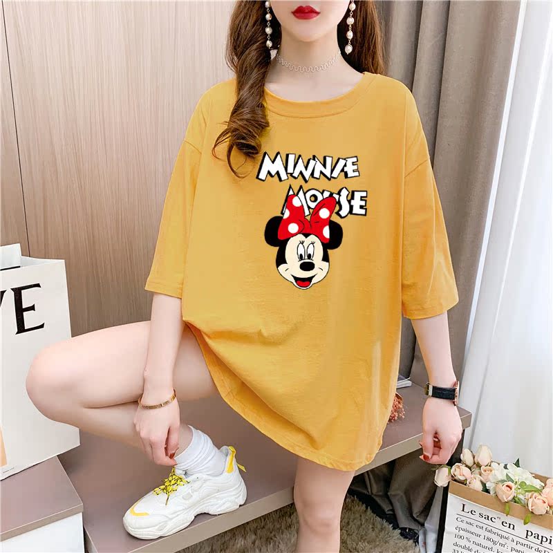 Real shooting 26 pieces of pure cotton medium length loose oversize summer clothes 9 colors Korean Short Sleeve T-shirt for women