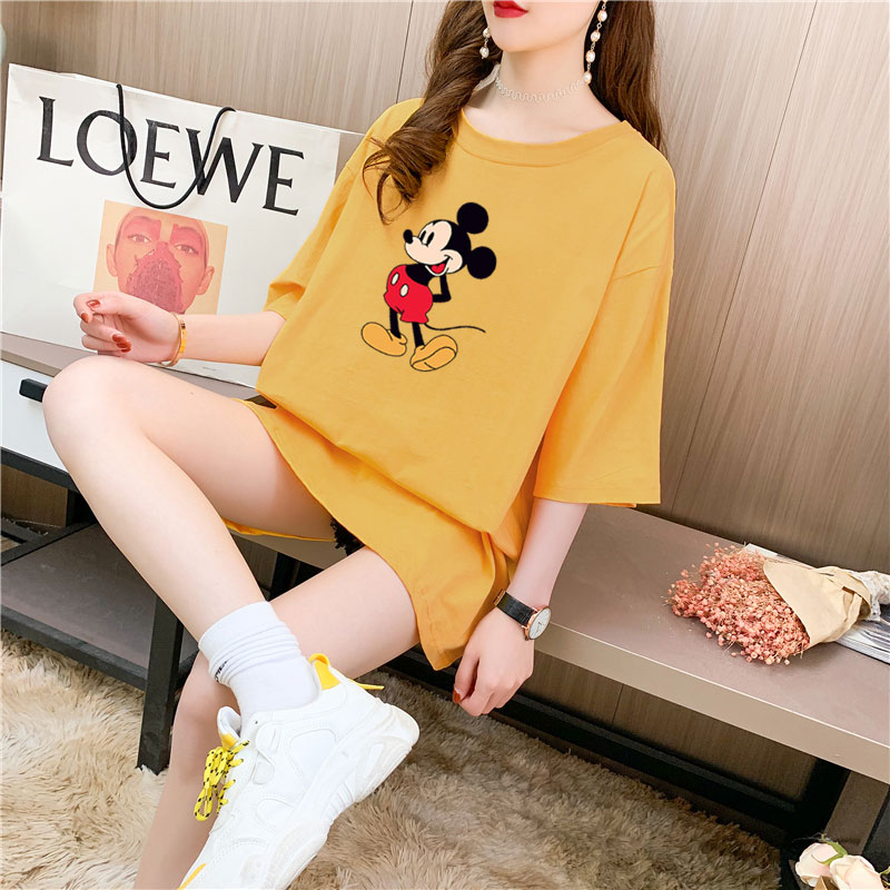 Real shooting 26 pieces of pure cotton medium length loose oversize summer clothes 9 colors Korean Short Sleeve T-shirt for women