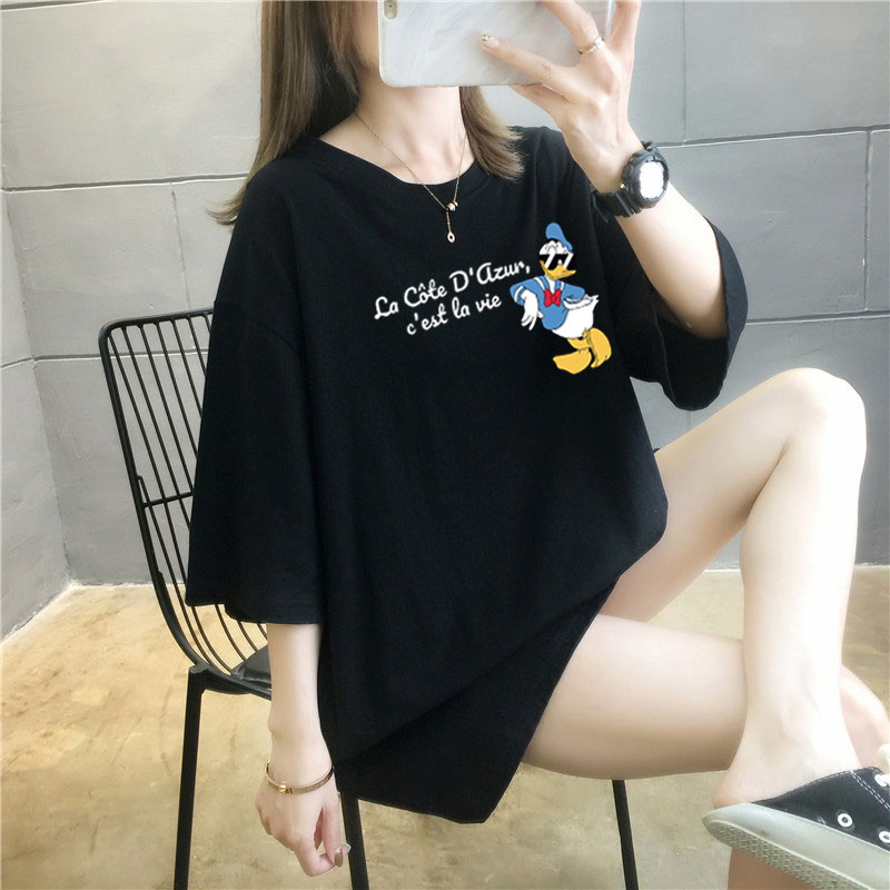 5 colors summer fat mm200kg plus size medium length 26pcs cotton Korean Short Sleeve T-Shirt