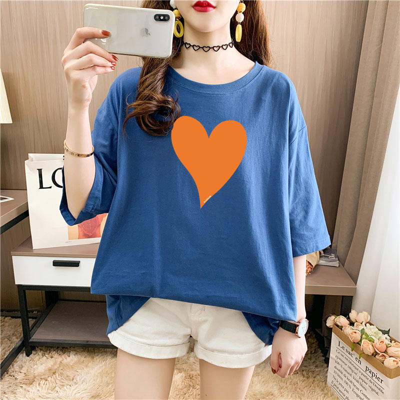 Real shot cotton medium length loose oversize summer dress 9 colors Korean Short Sleeve T-shirt for women