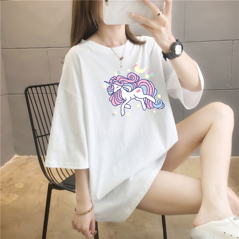 5 colors summer fat mm200kg plus medium length cotton Korean Short Sleeve T-Shirt